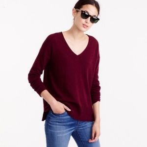J Crew Burgundy V Neck Pullover Sweater XS